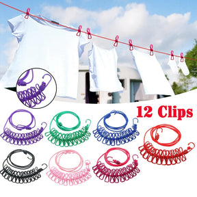 12 Clips Cloth Drying Rope ( Pack Of 2 )