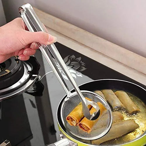 Deep Frying Tong with Oil Strainer