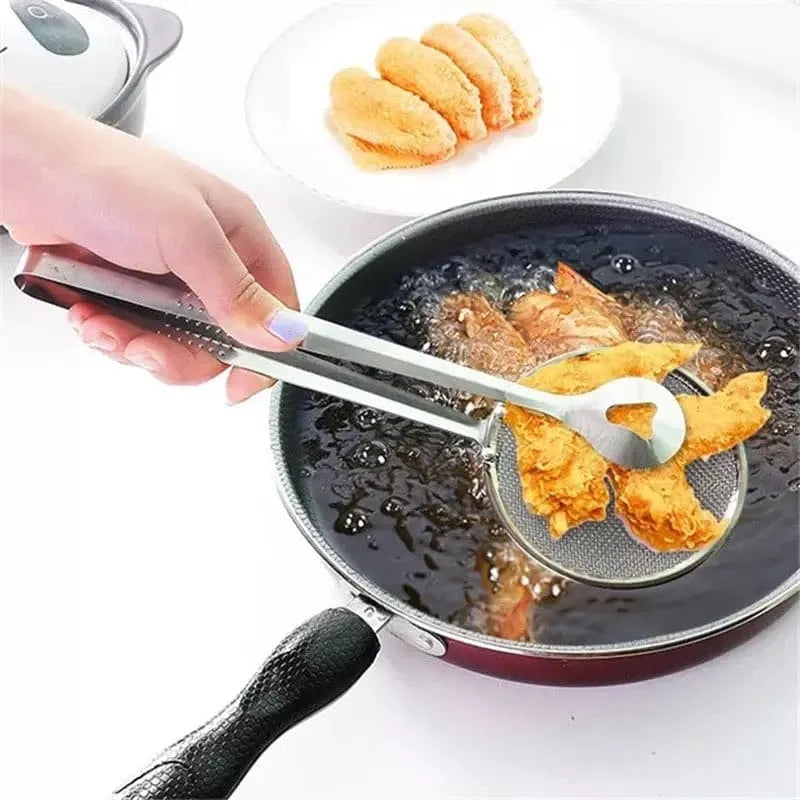 Deep Frying Tong with Oil Strainer
