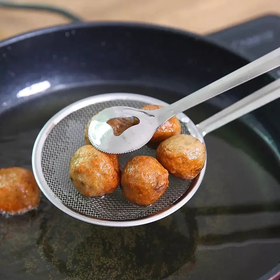 Deep Frying Tong with Oil Strainer