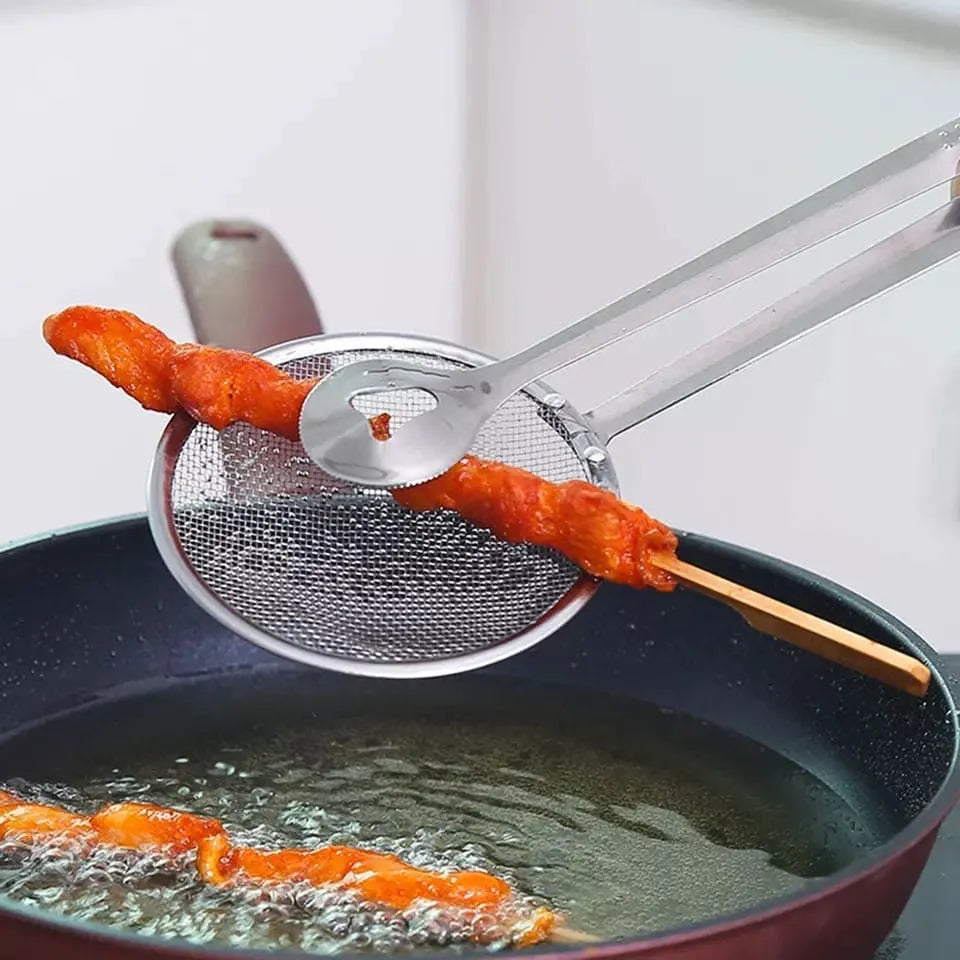 Deep Frying Tong with Oil Strainer